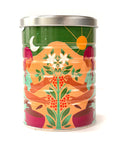 A limited edition coffee tin with a custom illustration depicting women picking coffee cherries for Swelter Coffee