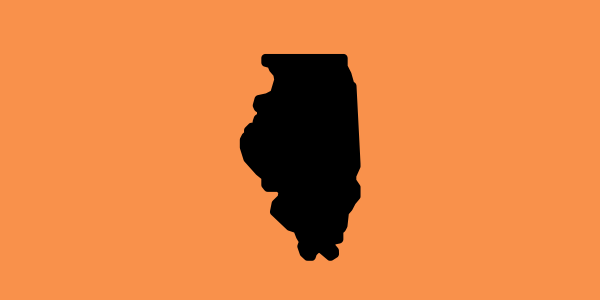 Graphic with the shape of Illinois in the middle